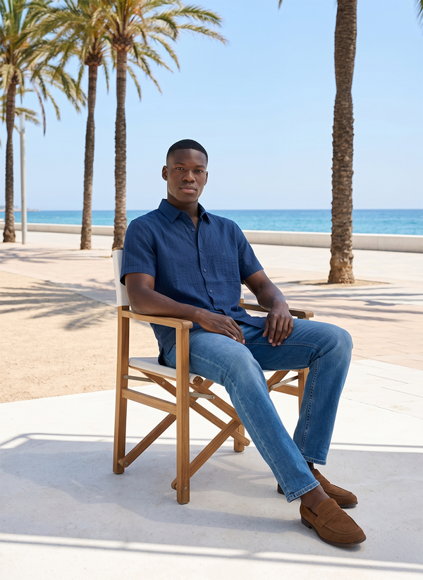 Men's Knitted Shirt - Navy Seas