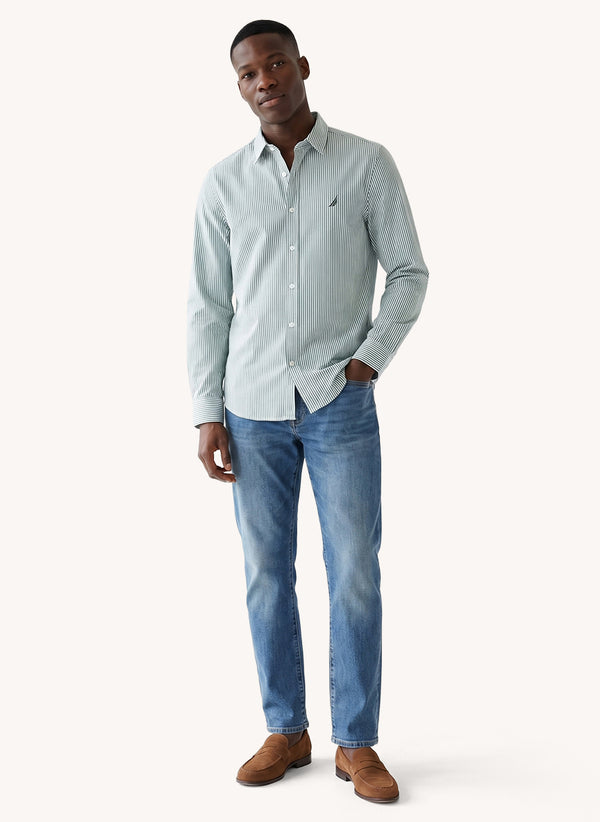 Men's Long Sleeve Yarn Dyed Shirt - Green/Blue - View 1