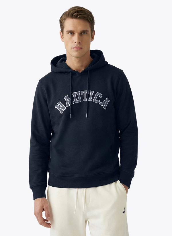 Men's Long Sleeve Emboidered Hoodie - Black