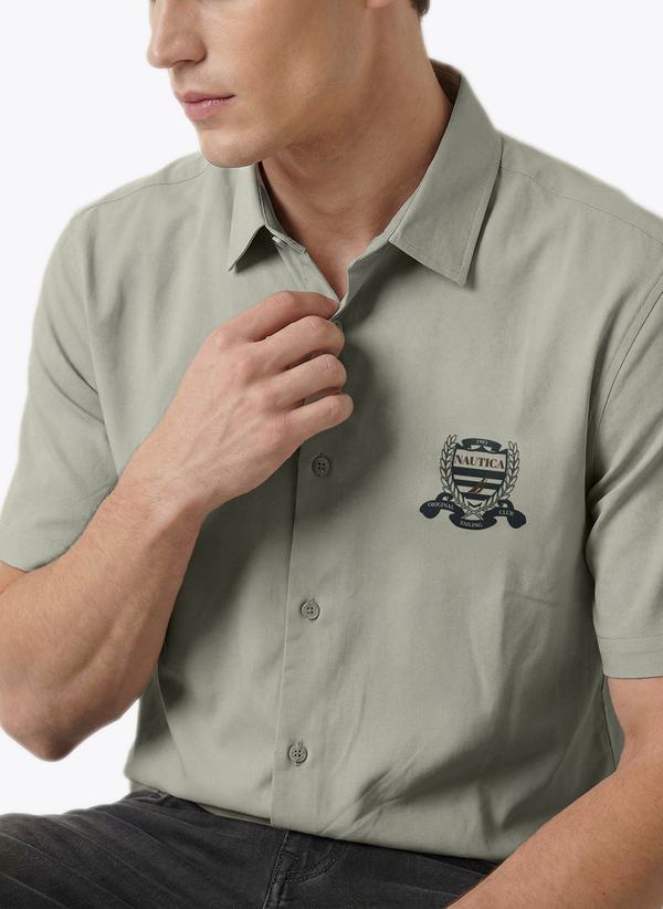 Men's Short Sleeve Graphic Printed Shirt - Lilly White
