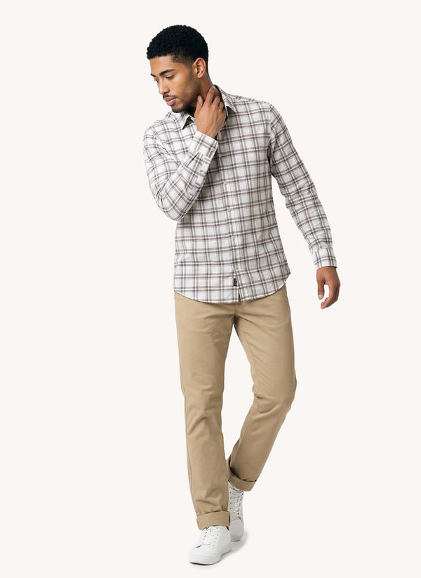 Men's Dyed Long Sleeve Shirt - Light Brown