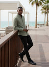 Men's Solid Linen Shirt - Green