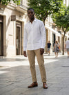 Men's Solid Linen Shirt - White