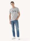 Men's Embroidered Short Sleeve T-shirt - Grey - View 1