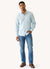 Men's Long Sleeve Linen Blend Shirt - Crystal Blue - View 1