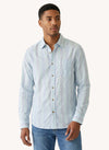 Men's Long Sleeve Linen Blend Shirt - Crystal Blue - View 2
