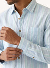 Men's Long Sleeve Linen Blend Shirt - Crystal Blue - View 4