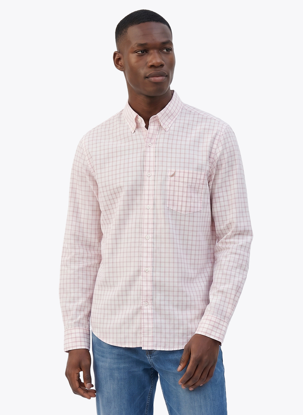 Men's Long Sleeve Yarn Dyed Shirt - Silver Pink - View 2