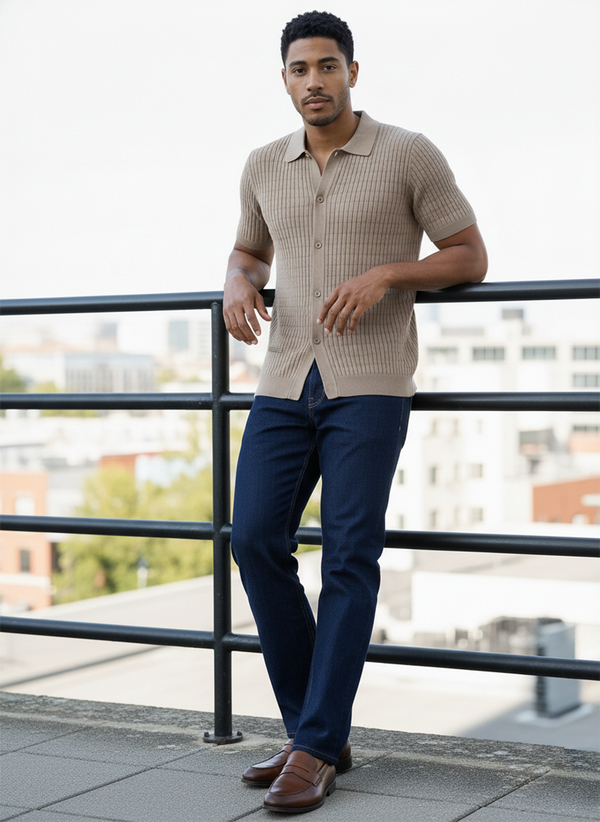 Men's Short Sleeve Shirt - Brown