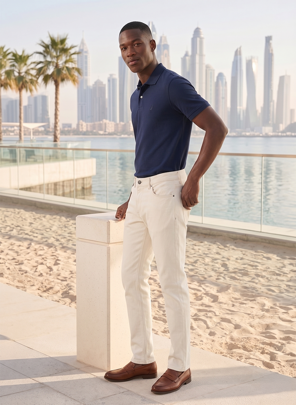 Men's Five Pocket Denim - Ecru - View 5