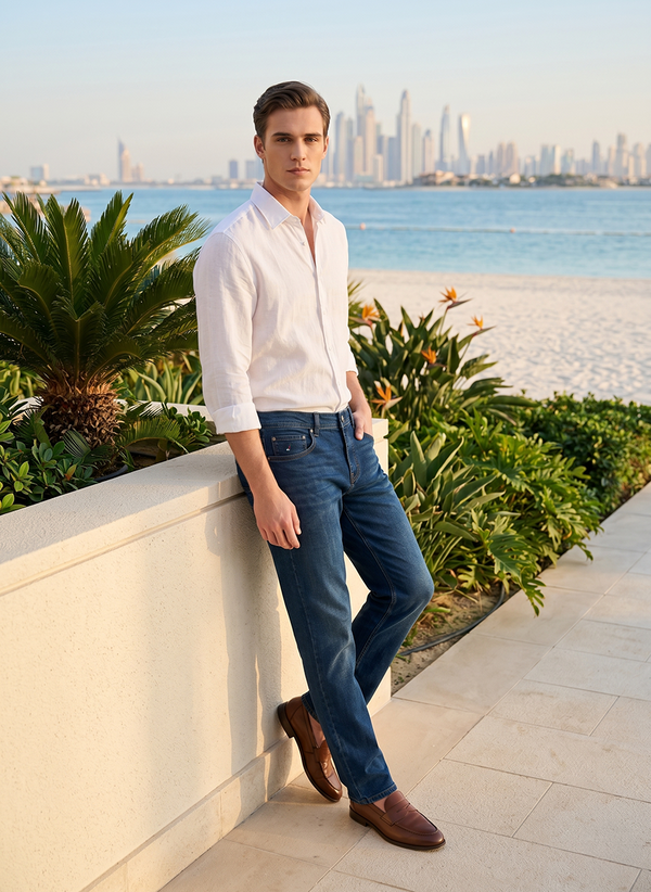 Men's Five Pocket Denim - Blue - View 5