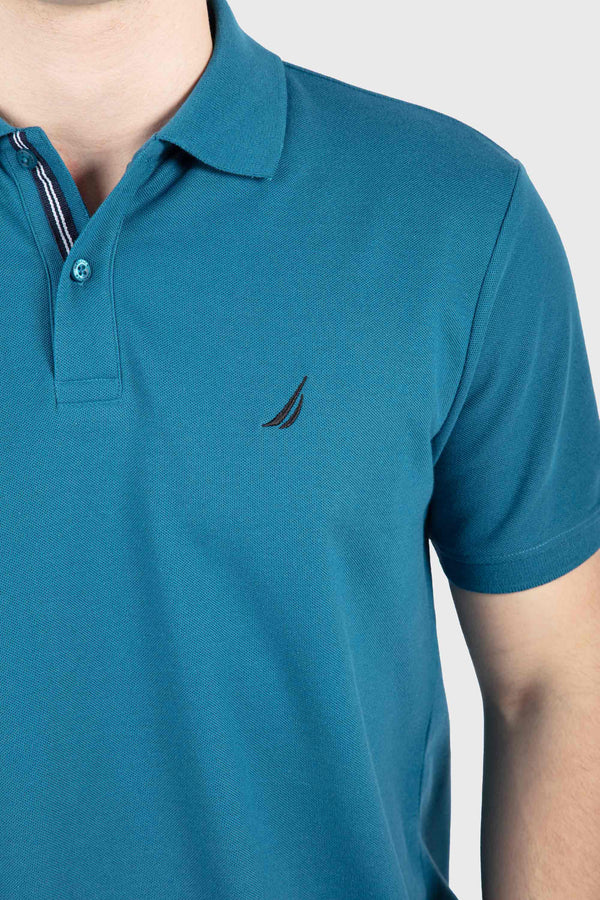 Men's Deck Solid Polo - TEAL BLUE