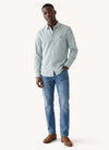 Men's Long Sleeve Yarn Dyed Shirt - Green/Blue - View 1