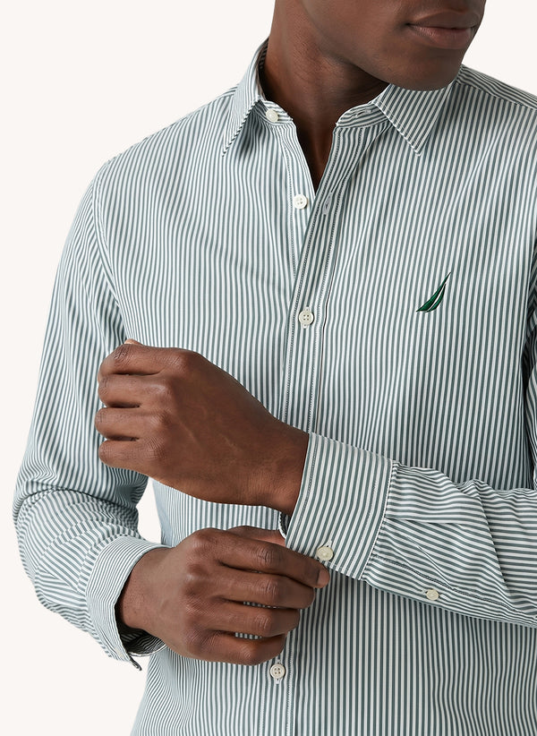 Men's Long Sleeve Yarn Dyed Shirt - Green/Blue - View 4