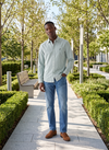 Men's Long Sleeve Yarn Dyed Shirt - Green/Blue - View 5