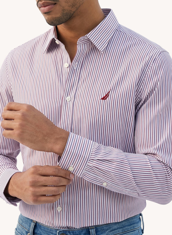 Men's Long Sleeve Yarn Dyed Shirt - Red/Blue - View 4