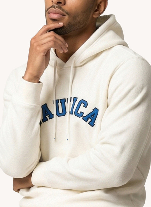 Men's Long Sleeve Emboidered Hoodie - Off white