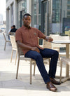 Men's Short Sleeve Graphic Printed Shirt Brown
