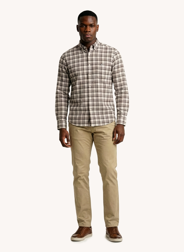 Men's Dyed Long Sleeve Shirt - Brown
