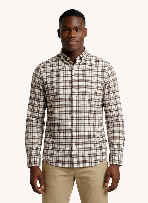 Men's Dyed Long Sleeve Shirt - Brown