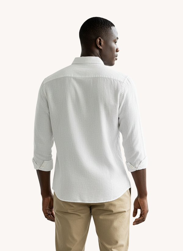 Men's Solid Linen Shirt - White
