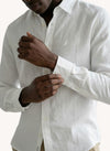 Men's Solid Linen Shirt - White