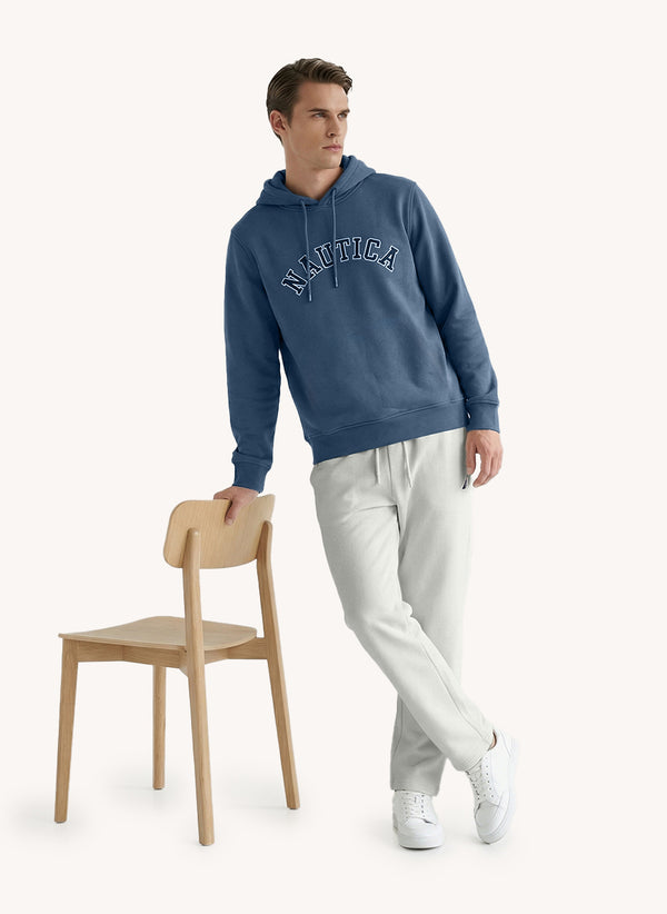 Men's Long Sleeve Emboidered Hoodie - Union Blue