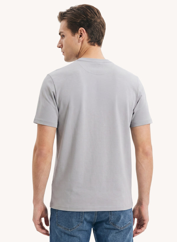 Men's Embroidered Short Sleeve T-shirt - Grey - View 3