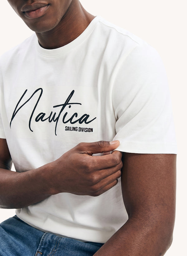 Men's Embroidered Short Sleeve T-shirt - White - View 4
