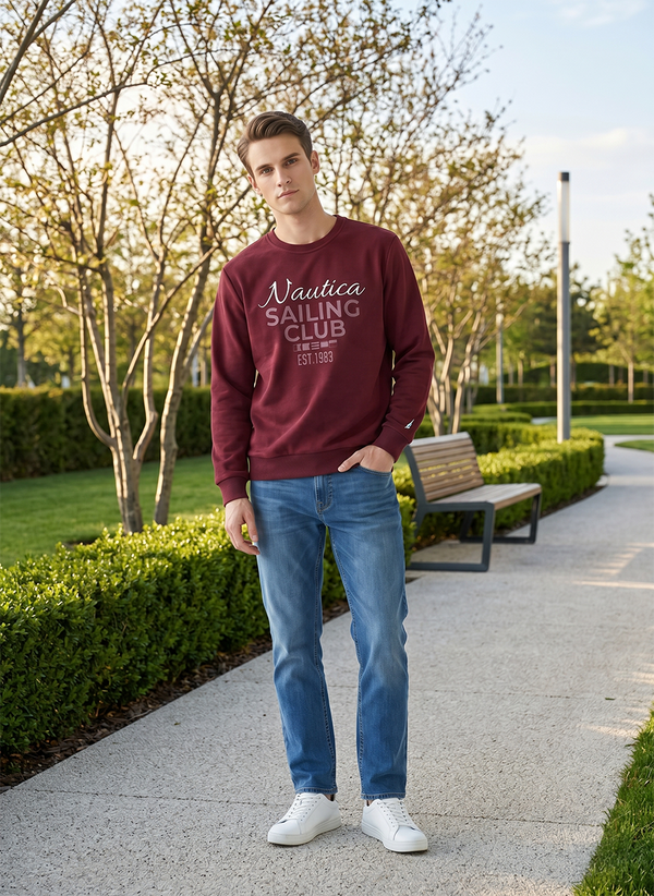 Nautica Mens Long SleeveSweatshirt - Brown - View 5